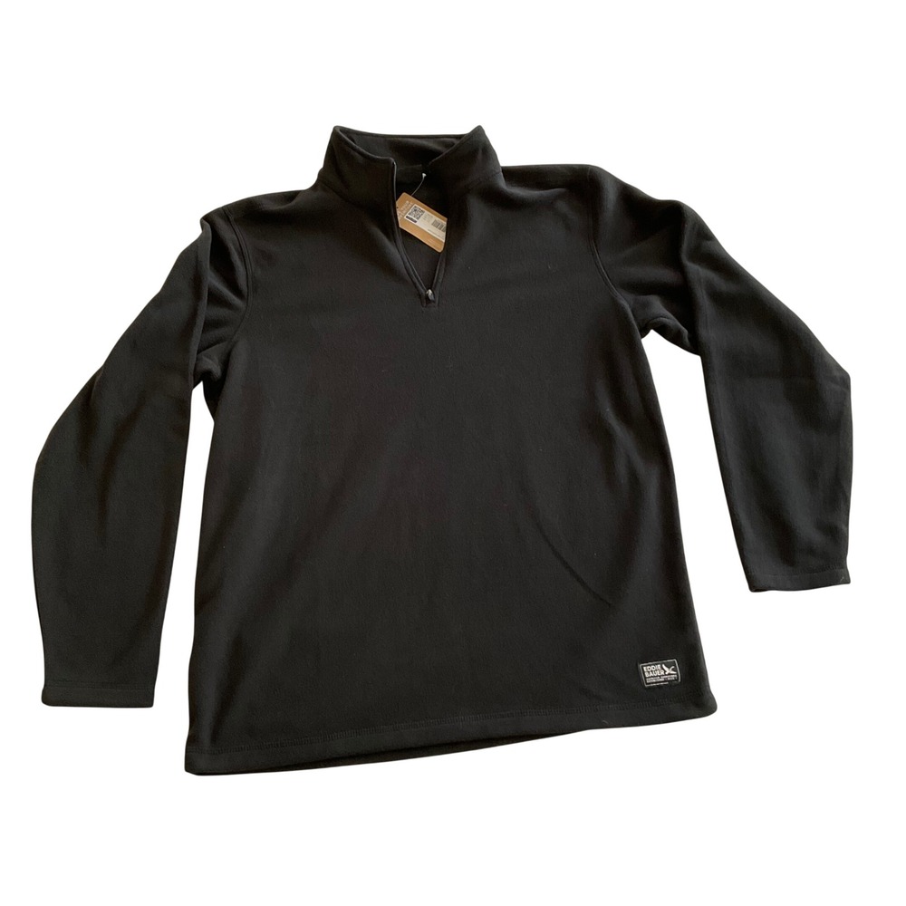 Eddie Bauer Fast Fleece 1/4 Zip Pullover Mens Medium Black Outdoor Layer